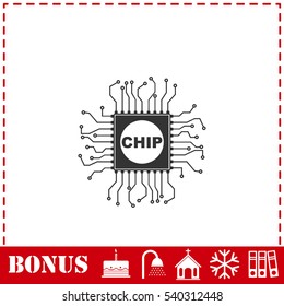 Chip icon flat. Simple vector symbol and bonus icon