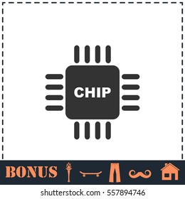 Chip icon flat. Simple vector symbol and bonus icon
