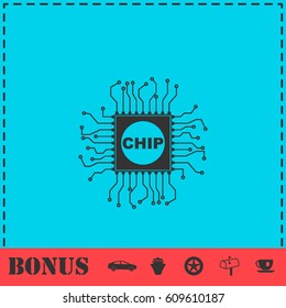 Chip icon flat. Simple vector symbol and bonus icon