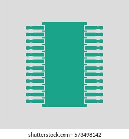 Chip icon. Gray background with green. Vector illustration.