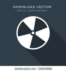 Chip icon illustration isolated vector, casino sign symbol in long shadow style on dark blue background