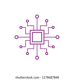 Chip icon isolated on white background. Chip icon for web site and app. Modern flat microchip symbol. Vector illustration, abstract concept