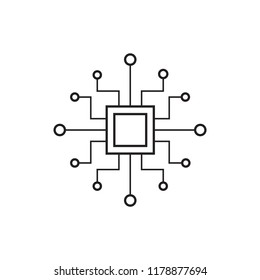 Chip icon isolated on white background. Chip icon for web site and app. Modern flat microchip symbol. Vector illustration, abstract concept
