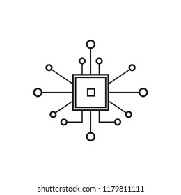 Chip icon isolated on white background. Chip icon for web site and app. Modern flat microchip symbol. Vector illustration, abstract concept