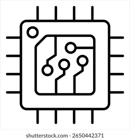 Ilustración vectorial de línea de icono de chip