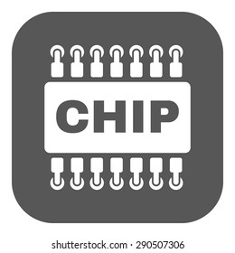 The chip icon. Microchip and microcircuit symbol. Flat Vector illustration. Button