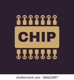 The chip icon. Microchip and microcircuit symbol. Flat Vector illustration