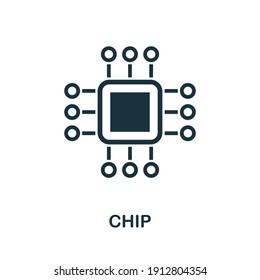 Chip icon. Monocrome element from technology collection. Chip icon for banners, infographics and templates.