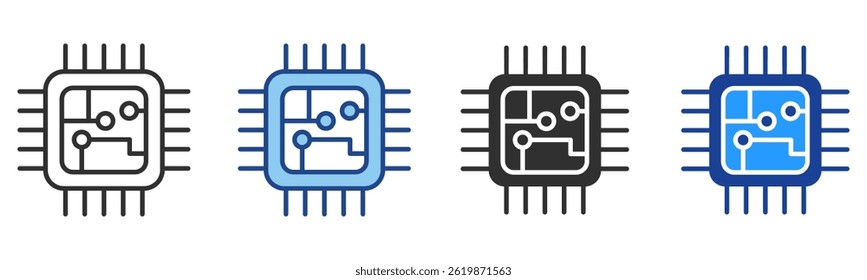 Chip Icon Multiple Style Vector Collection