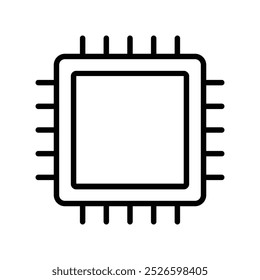 icono de chip. Diseño de estilo de contorno aislado sobre fondo blanco