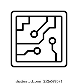 icono de chip. Diseño de estilo de contorno aislado sobre fondo blanco
