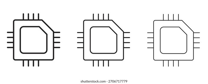 Chip icon with outline style, vector illustration designs