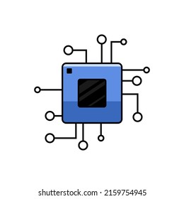 Chip icon. Processor vector icon for websites and mobile minimalistic with flat style design
