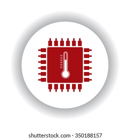 Chip icon, red isolated white background