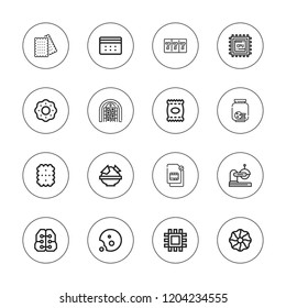 Chip icon set. collection of 16 outline chip icons with biscuit, chips, cpu, cookie, dual sim, cookies, gambler, intelligence, industrial robot icons.