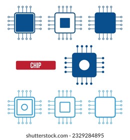 Chip icon set. flat vector illustration.