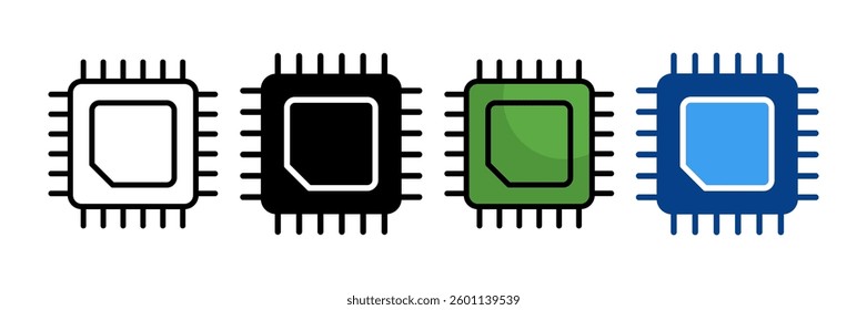 Chip Icon Set Multiple Style Collection