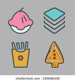 chip icon set. vector set about cookie, muffin, cpu and french fries icons set.