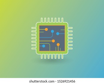 Chip icon. Technology Computer Chip vector icon for web design isolated on colorful background