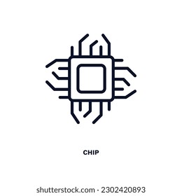chip icon. Thin line chip icon from ai and future technology collection. Outline vector isolated on white background. Editable chip symbol can be used web and mobile