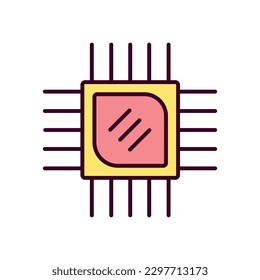 Chip-Symbol Vektorgrafik. Lineares Chip-Farbsymbol
