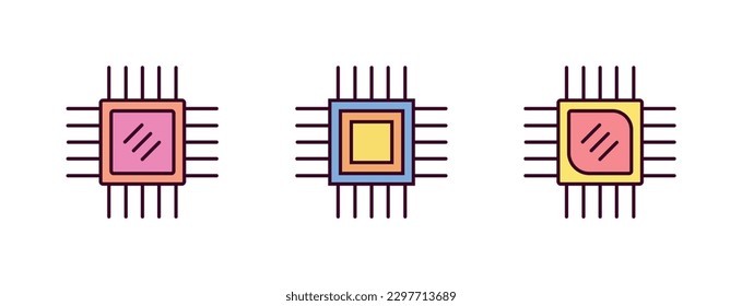 Chip-Symbol Vektorgrafik. Lineares Chip-Farbsymbol