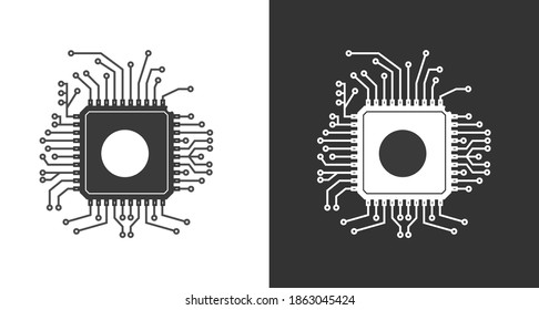 Icono CHIP. Ilustración vectorial para el diseño temático. Estilo plano