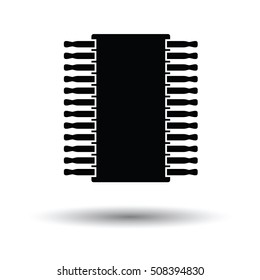 Chip icon. White background with shadow design. Vector illustration.