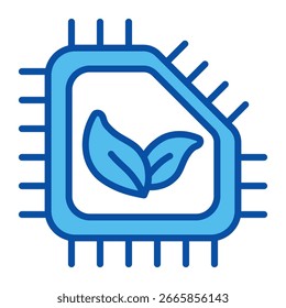 Iconos De Chip En Estilo Azul, Ilustración vectorial