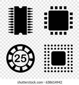 Chip icons set. set of 4 chip filled icons such as