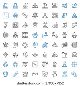 Chip-Icons-Set. Kollektion von Chip mit Würfeln, Roboter, Industrieroboter, Poker, Würfel, elektronisch, Roulette, Cookies, Diode, cpu, künstliche Intelligenz. Bearbeitbare und skalierbare Chip-Symbole.