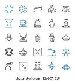 chip icons set. Collection of chip with robot, industrial robot, dice, electronic, cookie, roulette. Editable and scalable chip icons.