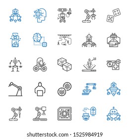 chip icons set. Collection of chip with robot, cpu, industrial robot, biscuit, dices, artificial intelligence, cookies, dice. Editable and scalable chip icons.