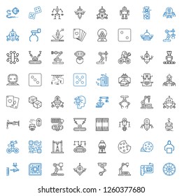 chip icons set. Collection of chip with roulette, cpu, industrial robot, robot, cookie, candy machine, backgammon, artificial intelligence, dices. Editable and scalable chip icons.