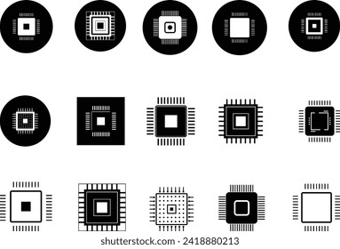 Chip icons set. Modern chips pictograms. Trendy symbols for mobile apps and website design. Vector illustration isolated on white background.