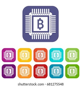 Chip icons set vector illustration in flat style in colors red, blue, green, and other