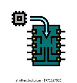 chip installation semiconductor manufacturing color icon vector. chip installation semiconductor manufacturing sign. isolated symbol illustration