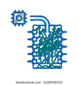 chip installation semiconductor manufacturing doodle icon sketch vector. chip installation semiconductor manufacturing sign. isolated symbol illustration