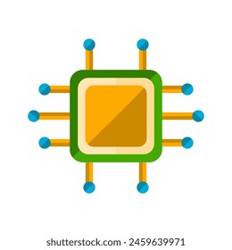 Chip intelligence technology CPU icon flat vector design