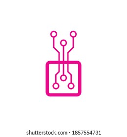 Chip isolated minimal icon. processor line vector icon for websites. Abstract vector tech icon, logo.