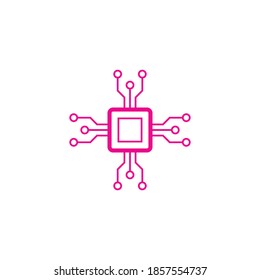 Chip isolated minimal icon. processor line vector icon for websites. Abstract vector tech icon, logo.