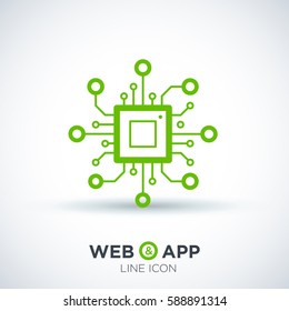 chip isolated minimal icon. processor line vector icon for websites and mobile minimalistic flat design. 