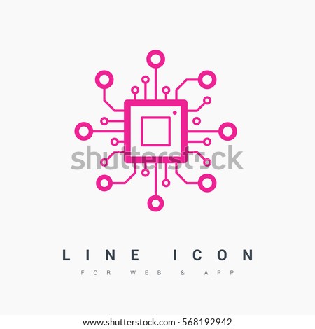 chip isolated minimal icon. processor line vector icon for websites and mobile minimalistic flat design. 