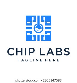 chip laboratory logo. symbol for technology design	