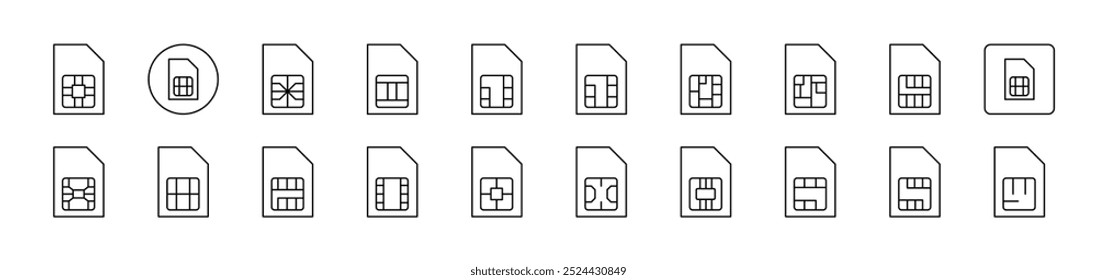 Chip Line Icon Collection. Editable Stroke. Minimalistic Linear Pictogram for Design of Cards, Apps, Banners, Posts