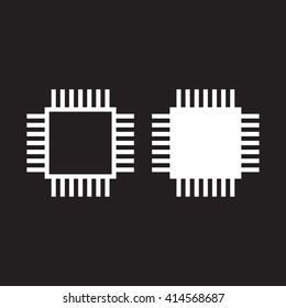 chip line icon, cpu outline and solid vector illustration, processor linear pictogram isolated on black