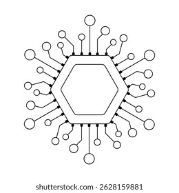 Ícone de linha de chip, ícone de CPU, Vetor