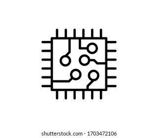 Icono de línea de chip. Símbolo vectorial en estilo plano y moderno sobre fondo blanco. Canto web para diseño.