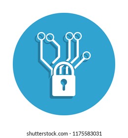 chip and lock icon in badge style. One of cyber security collection icon can be used for UI, UX