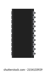 Chip microcircuit. Element for radio circuit. Object isolated on white background. Electronics detail. Vector